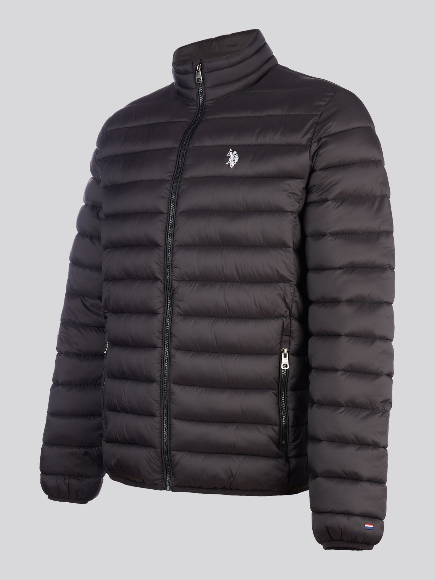 Mens Lightweight Bound Quilted Jacket in Black Bright White DHM
