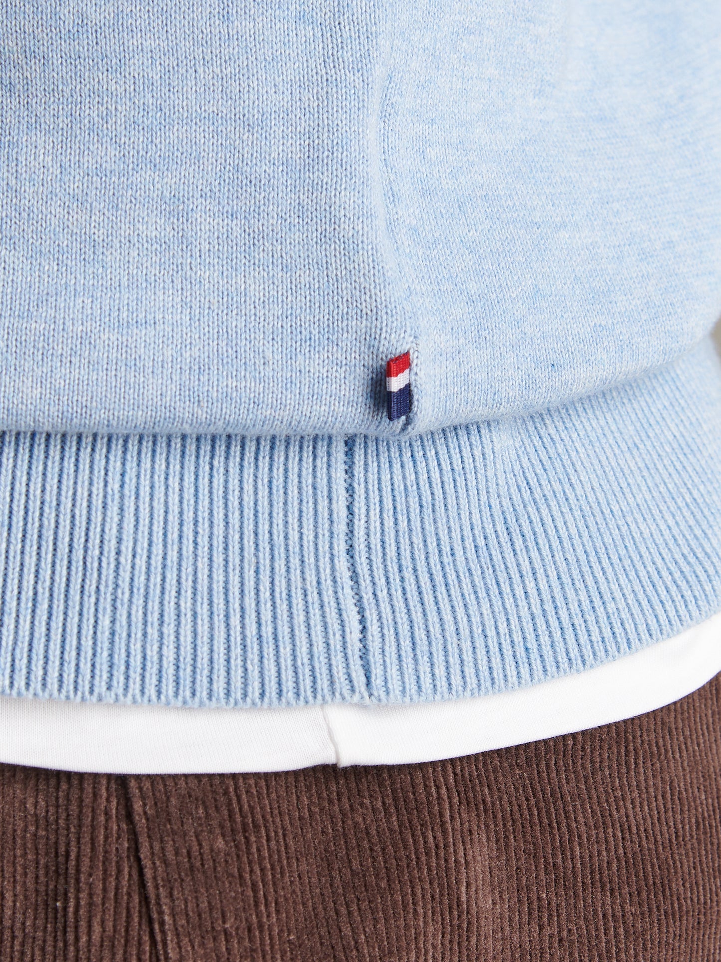 Mens Cotton Quarter Zip Funnel Jumper Parisian Blue Marl