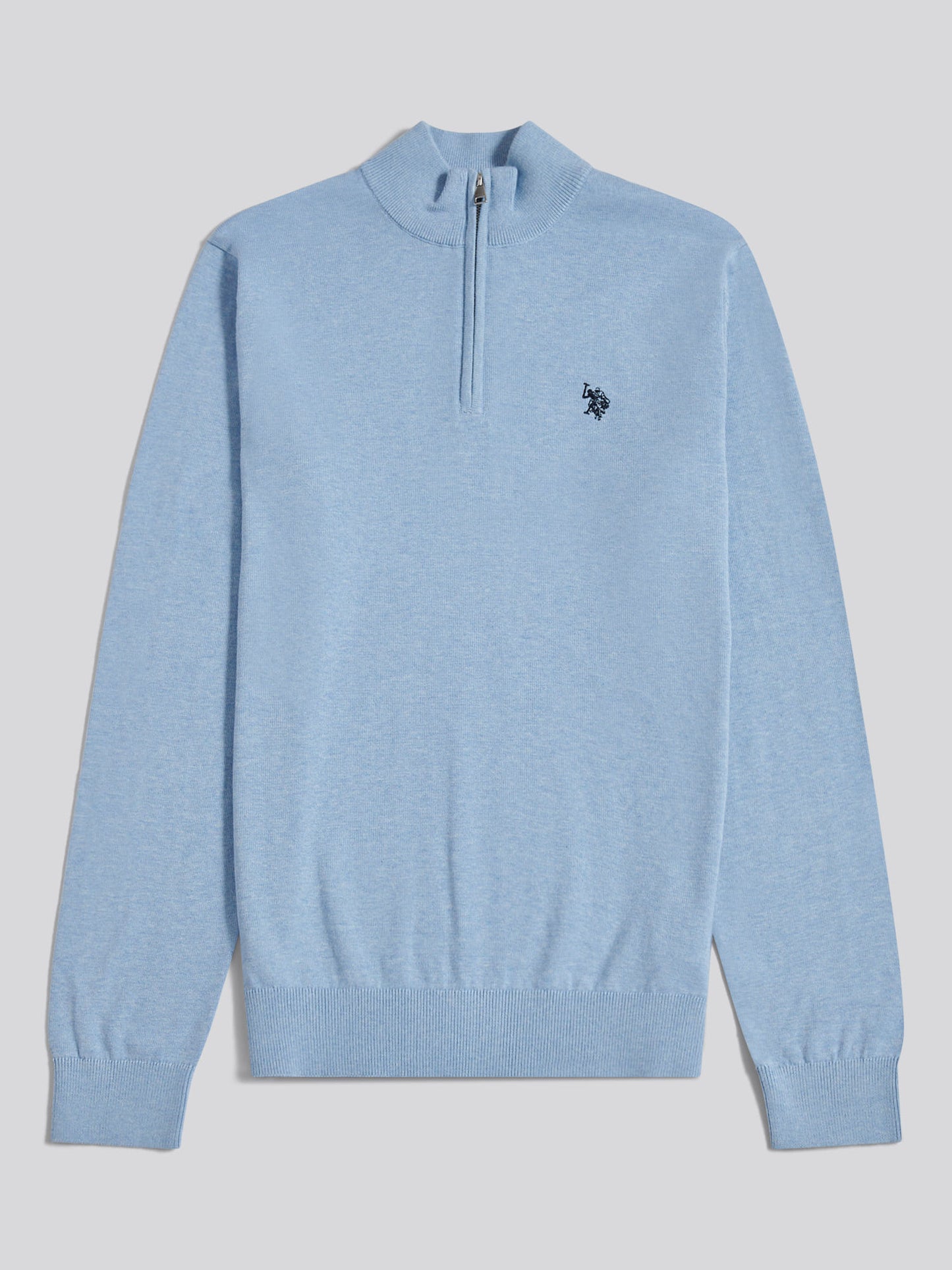 Cotton 1/4 Zip Neck Parisian Blue Marl