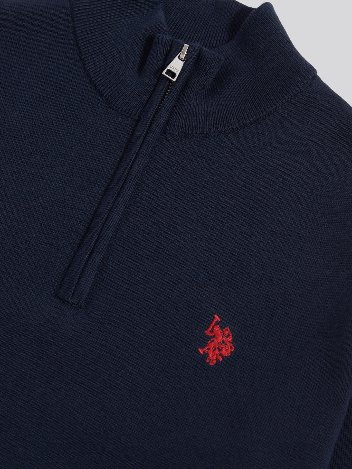 Cotton 1/4 Zip Neck Dark Sapphire Navy / Haute Red DHM