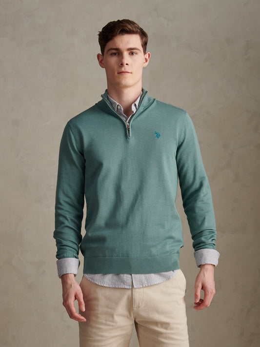 Cotton 1/4 Zip Neck Arctic