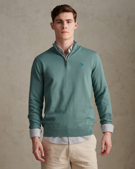 Cotton 1/4 Zip Neck Arctic