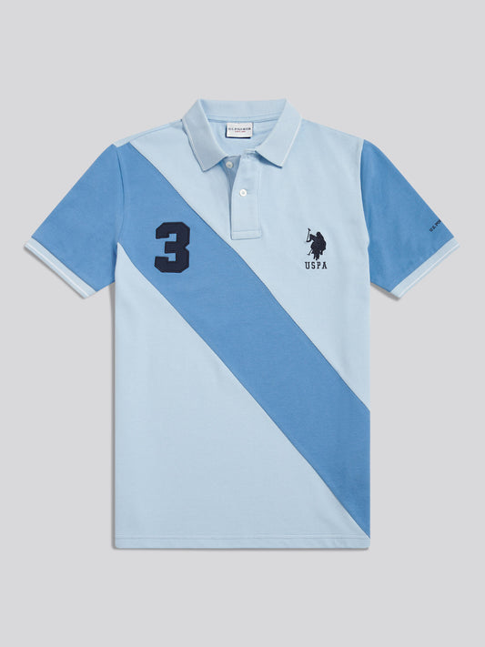 Mens Sash Pique Polo Shirt in Chambray Blue