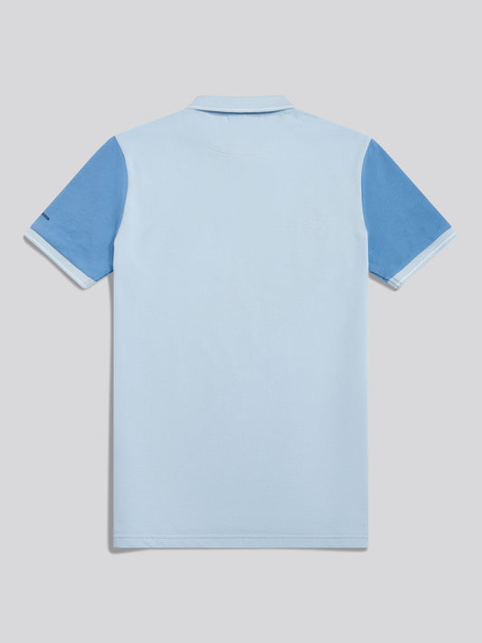 Mens Sash Pique Polo Shirt in Chambray Blue