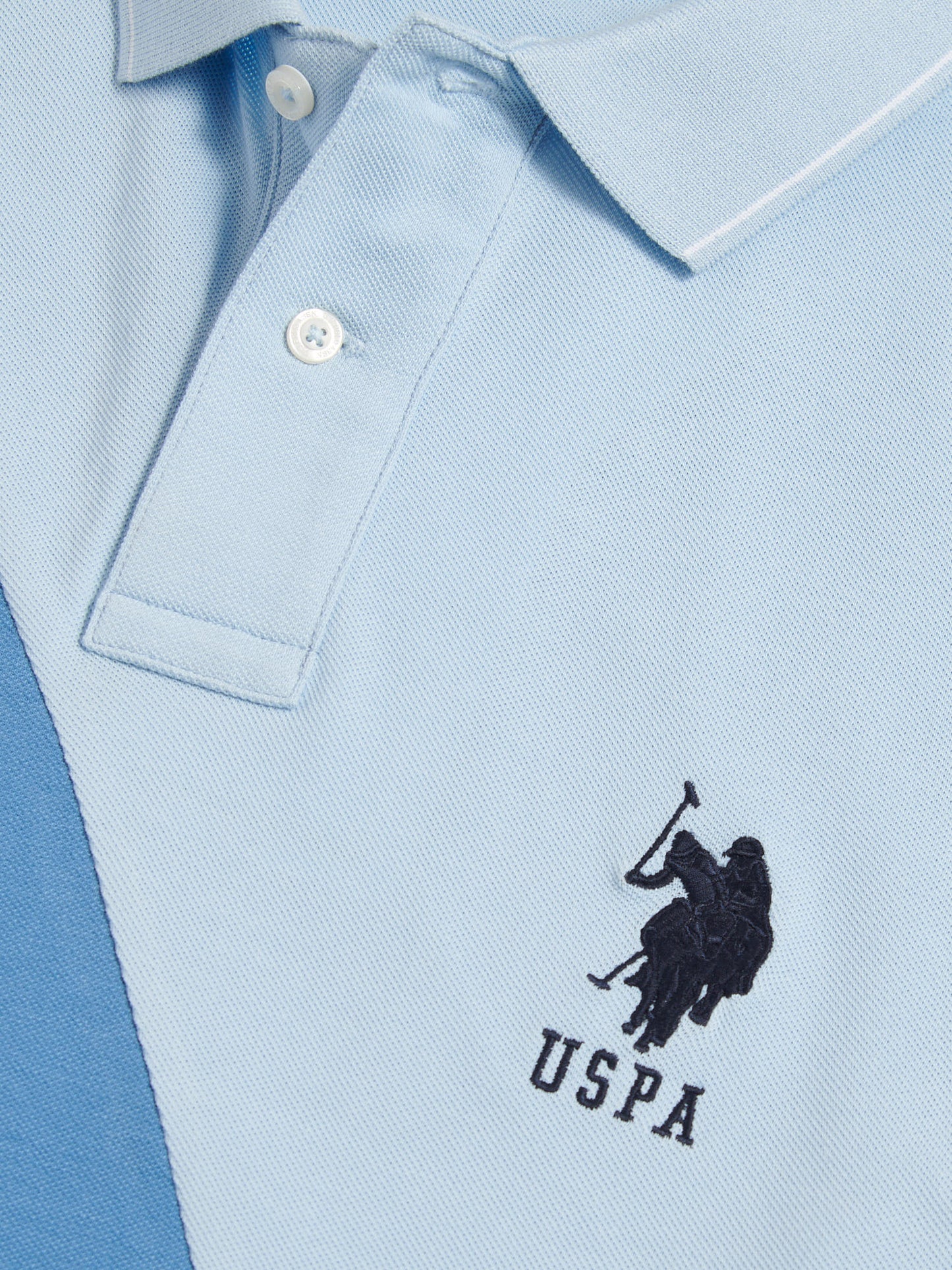 Mens Sash Pique Polo Shirt in Chambray Blue