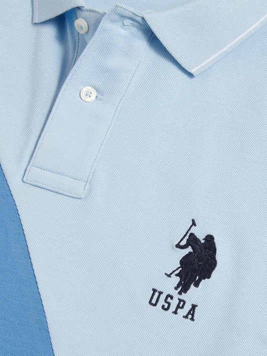Mens Sash Pique Polo Shirt in Chambray Blue