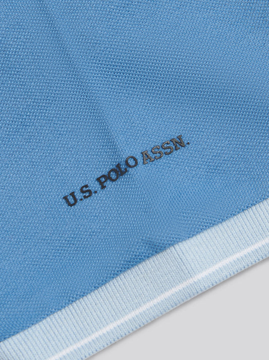 Mens Sash Pique Polo Shirt in Chambray Blue