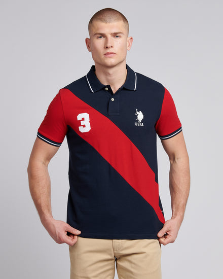 Mens Sash Pique Polo Shirt in Dark Sapphire Navy