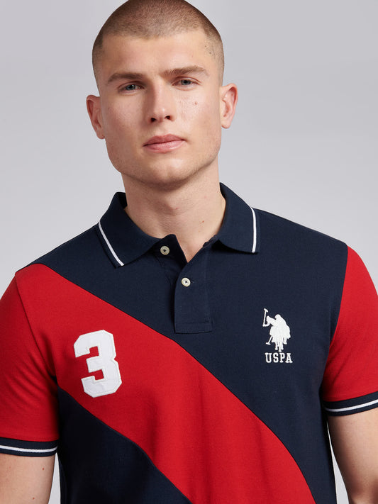 Mens Sash Pique Polo Shirt in Dark Sapphire Navy