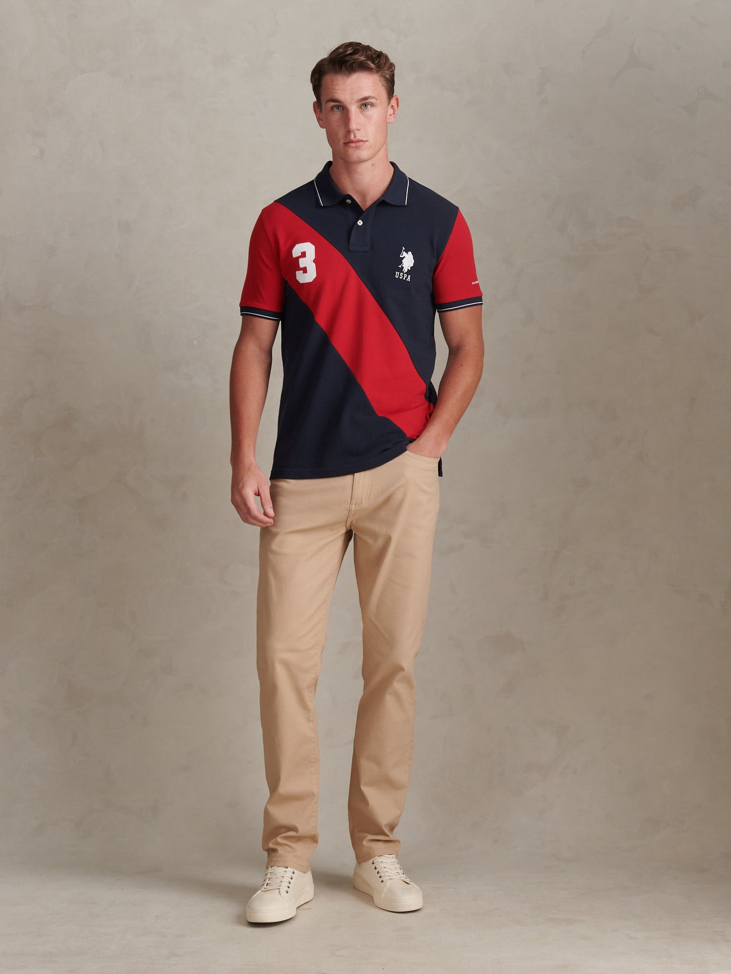 Mens Sash Pique Polo Shirt in Dark Sapphire Navy