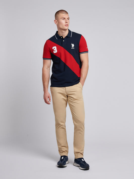 Mens Sash Pique Polo Shirt in Dark Sapphire Navy