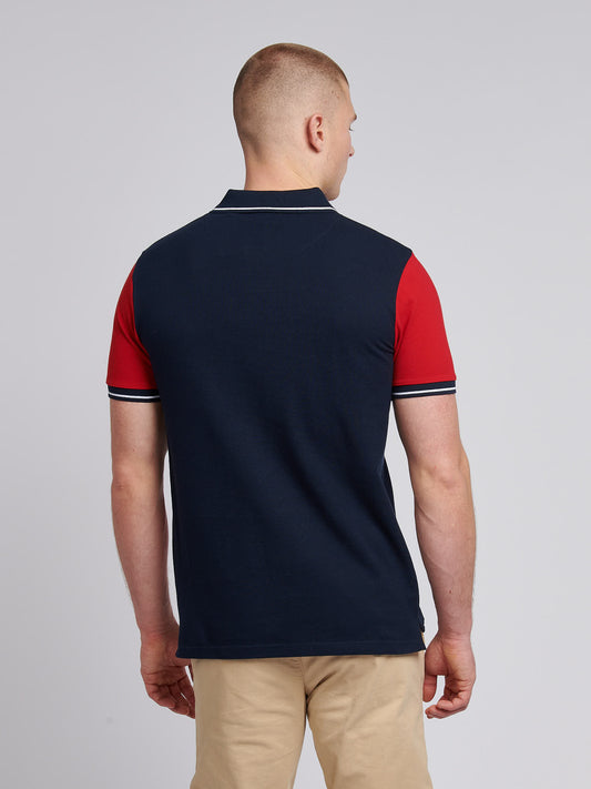 Mens Sash Pique Polo Shirt in Dark Sapphire Navy