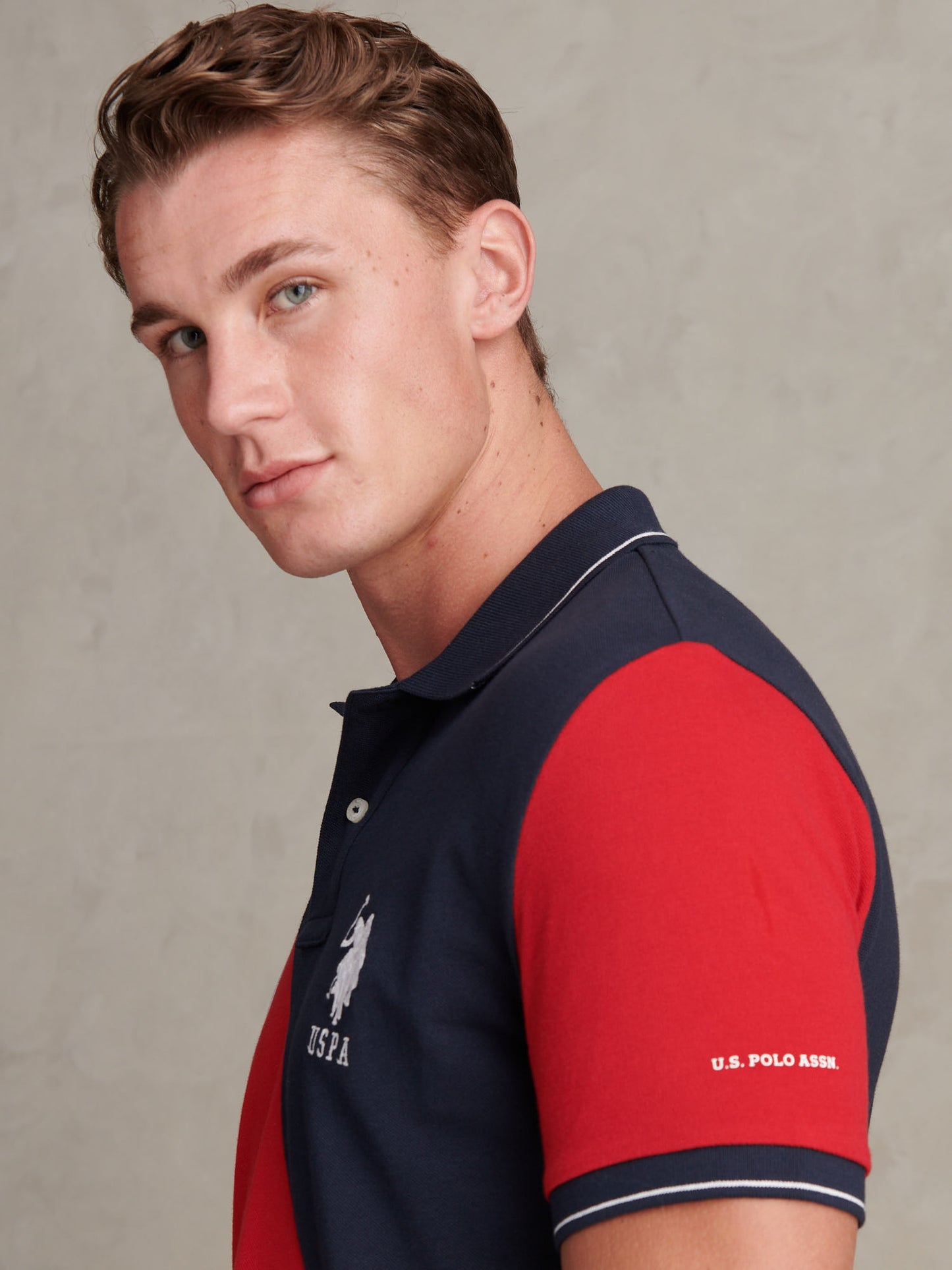 Mens Sash Pique Polo Shirt in Dark Sapphire Navy