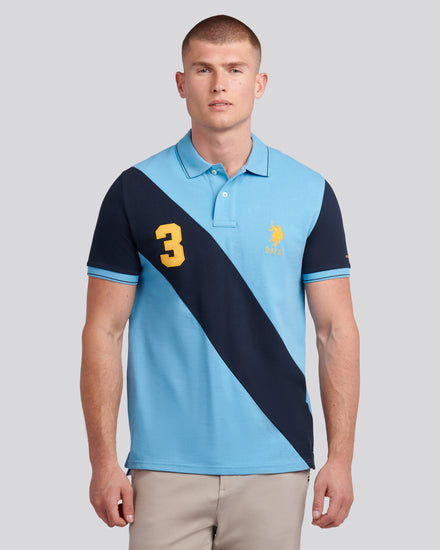 Mens Sash Pique Polo Shirt in Heritage Blue