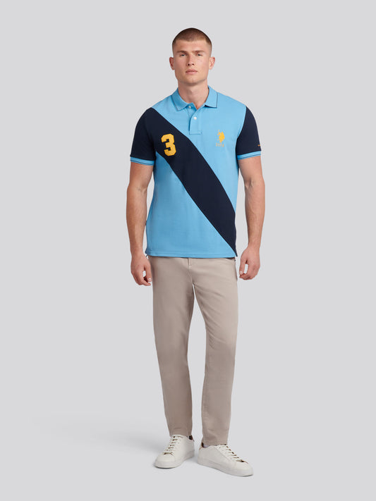 Mens Sash Pique Polo Shirt in Heritage Blue