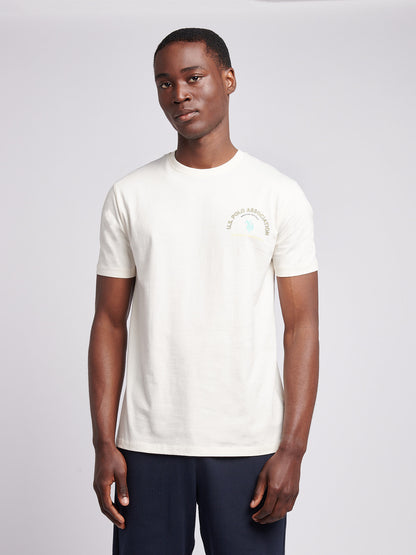 Mens Front Back Print Graphic T-Shirt in Whisper White