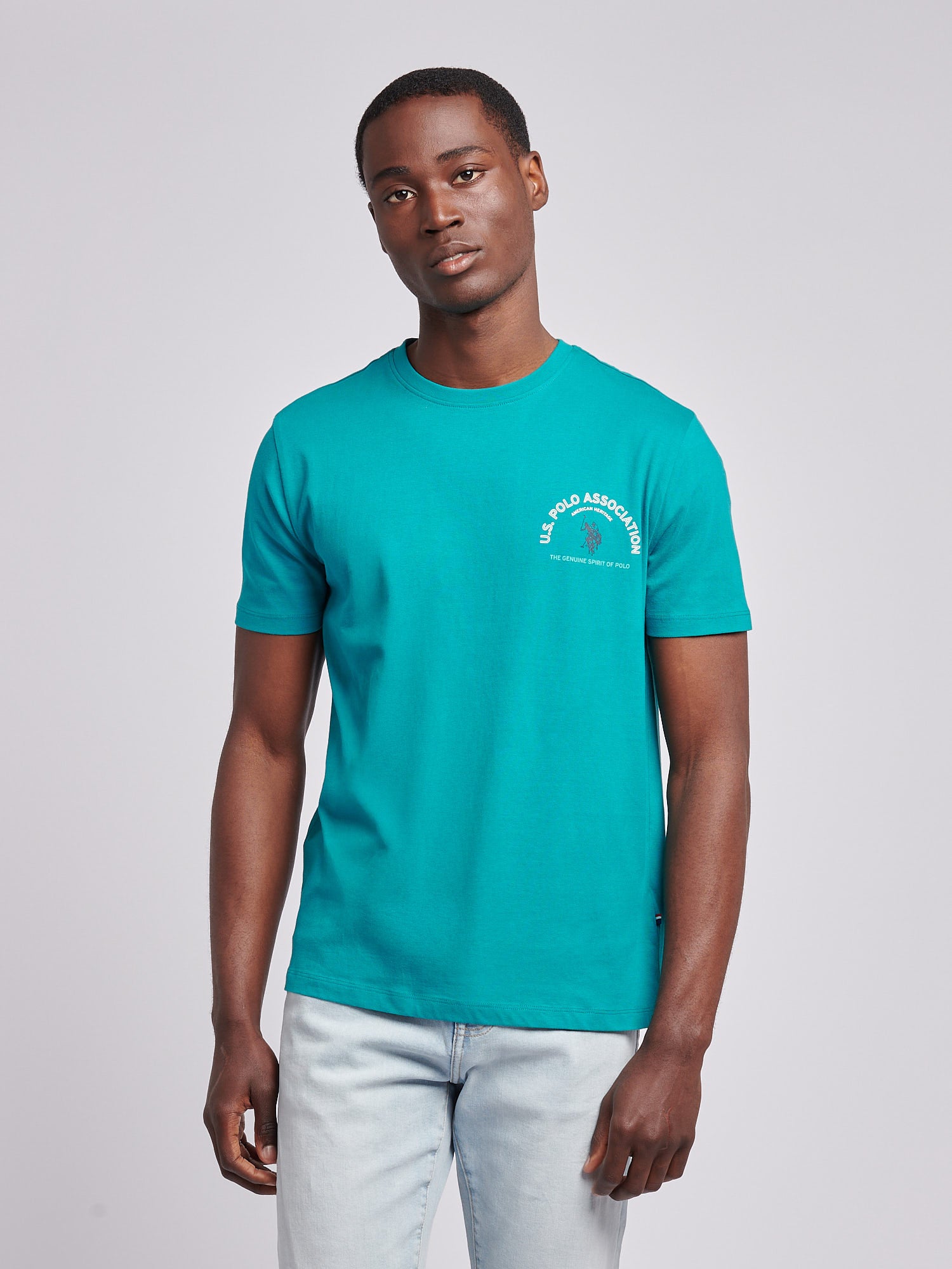 Mens Front Back Print Graphic T-Shirt in Alexandrite