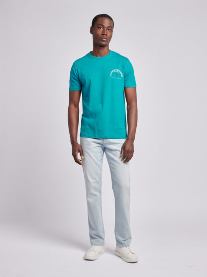 Mens Front Back Print Graphic T-Shirt in Alexandrite