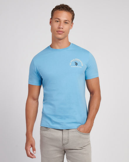 Mens Front/Back Print Graphic T-Shirt in Heritage Blue