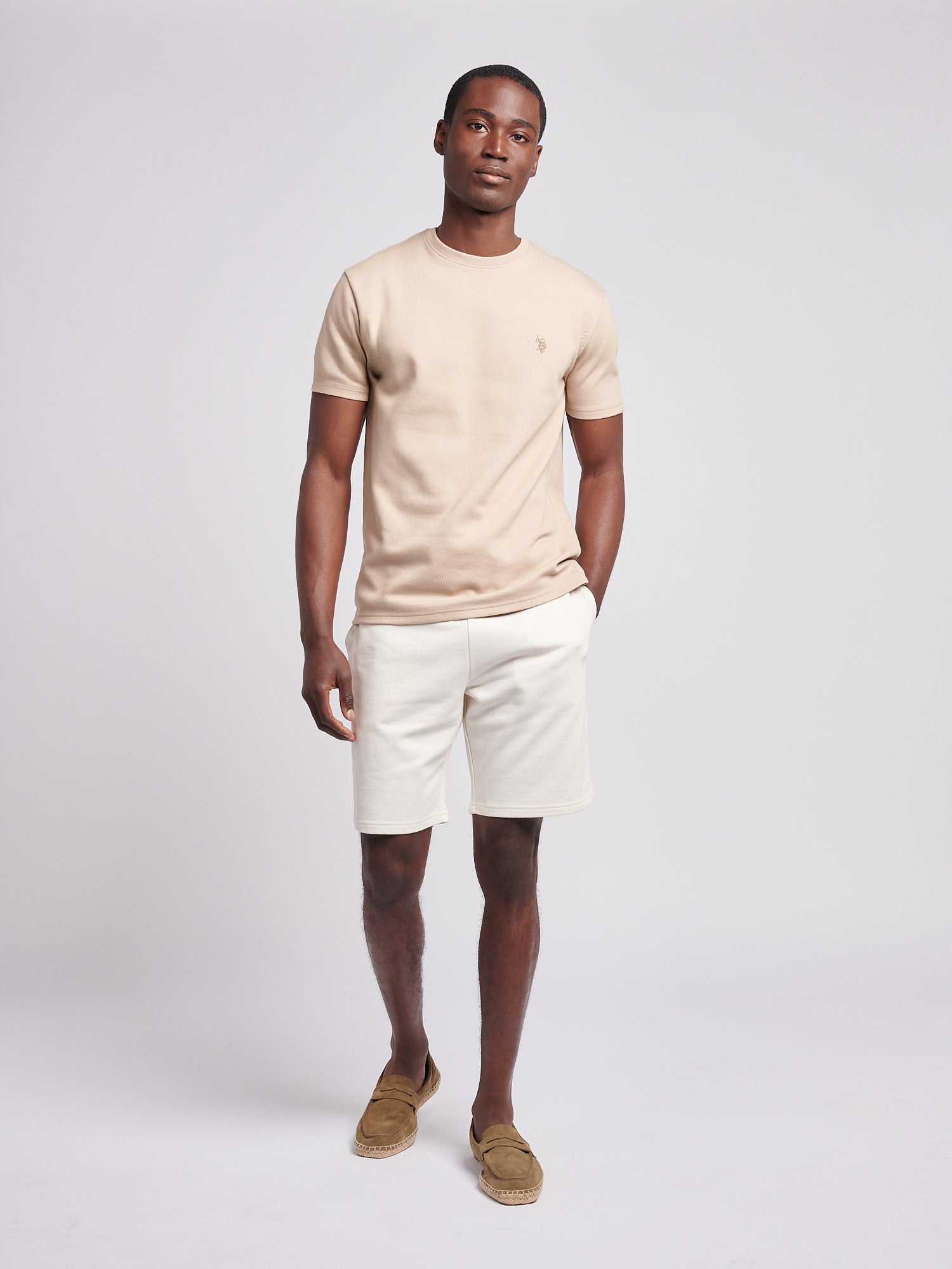 Mens Double Horsemen Twill T-Shirt in Doeskin