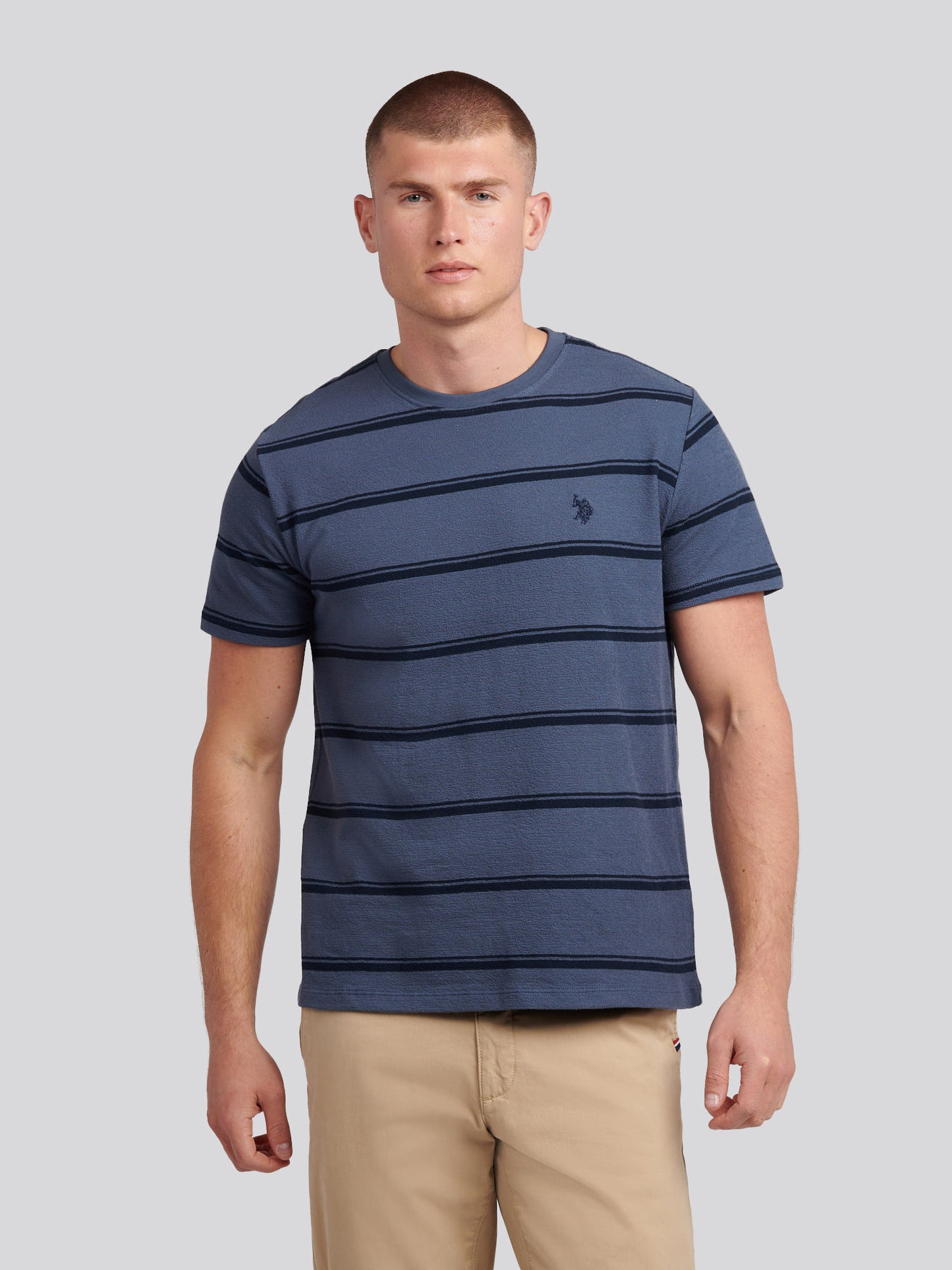 Mens Terry Stripe T-Shirt in Vintage Indigo