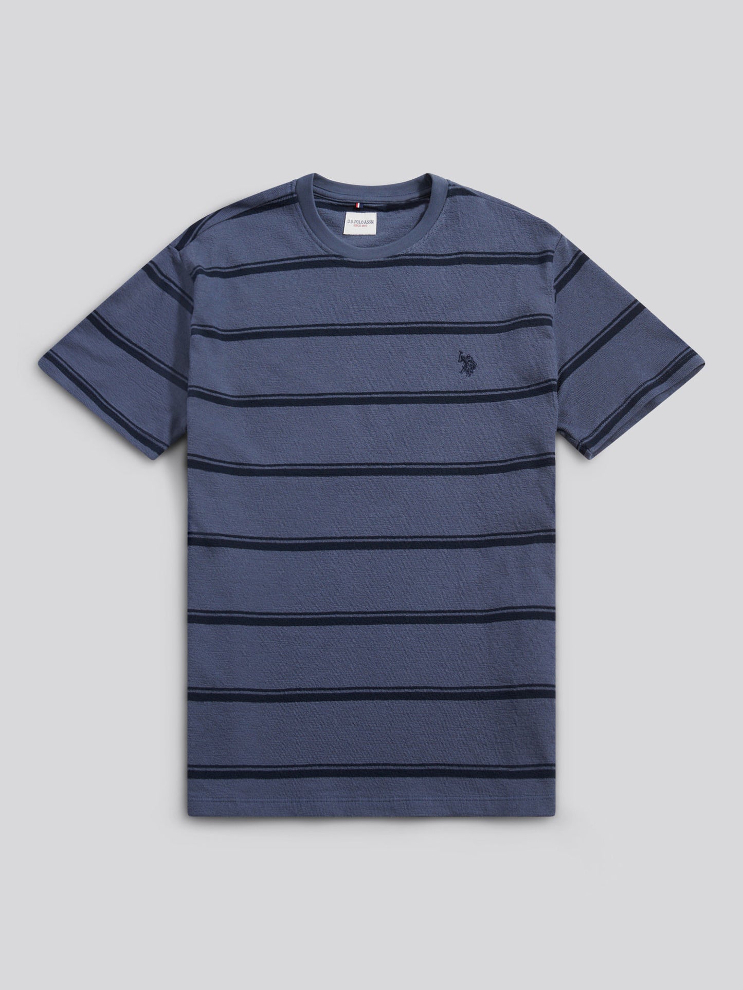 Mens Terry Stripe T-Shirt in Vintage Indigo