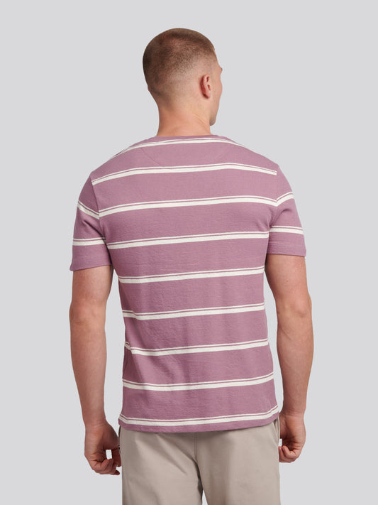 Mens Terry Stripe T-Shirt in Elderberry