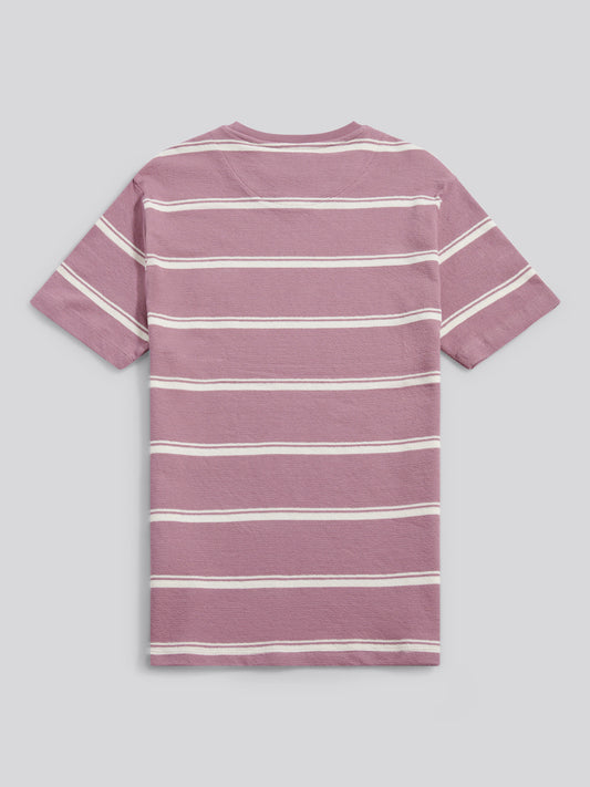 Mens Terry Stripe T-Shirt in Elderberry