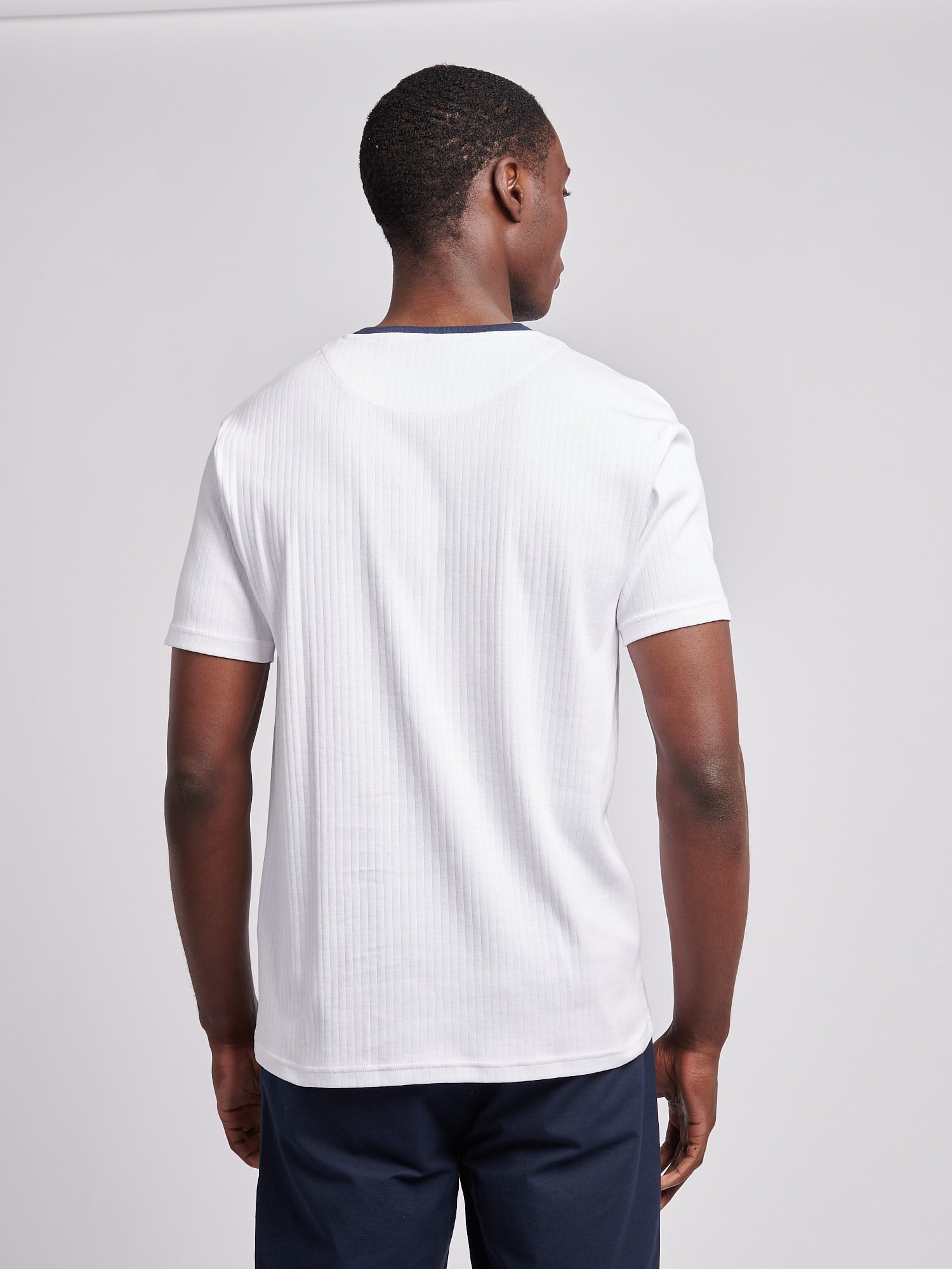 Mens Double Horsemen Rib T-Shirt in Bright White