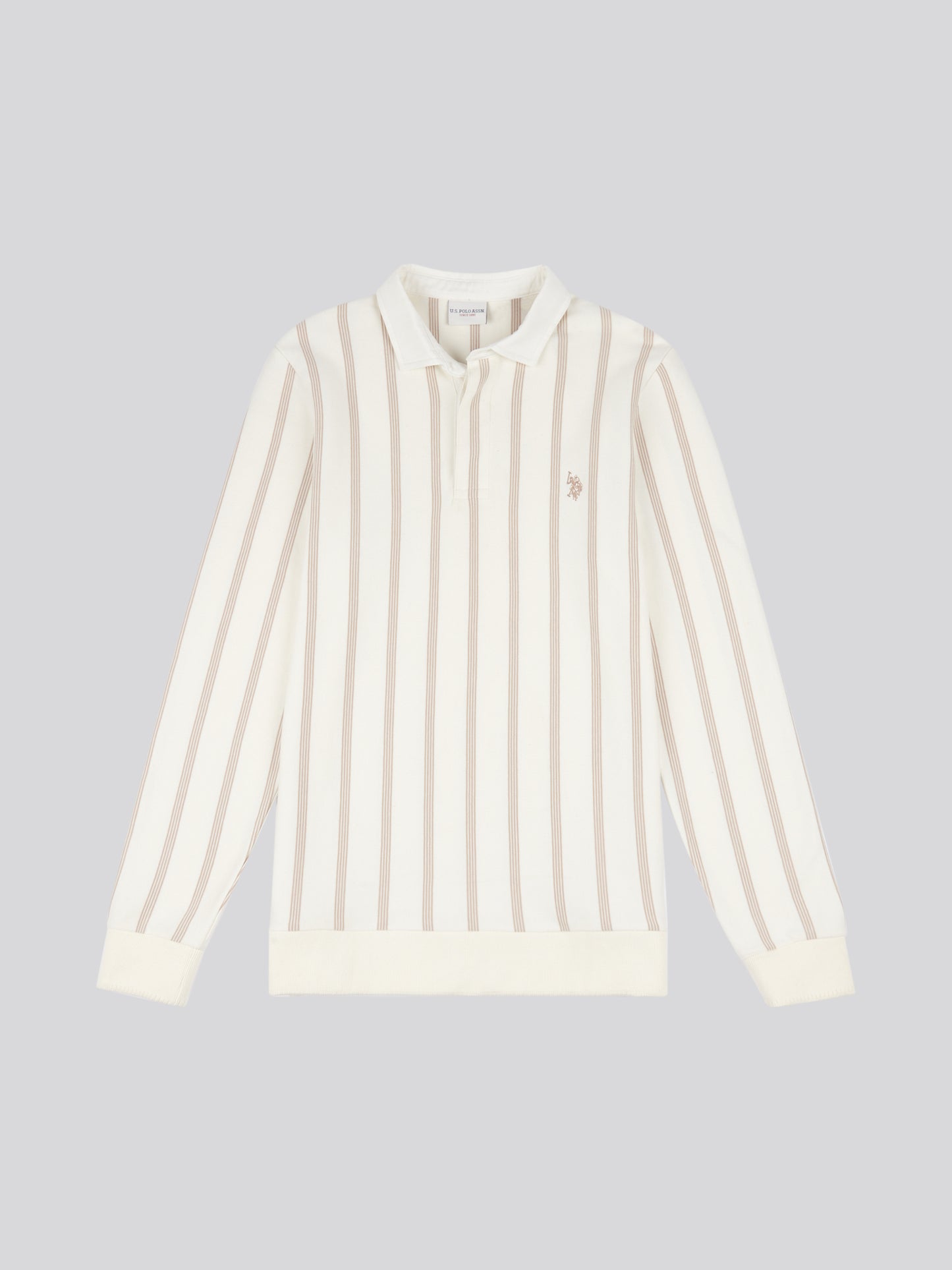 Mens Vertical Stripe Sweat Rugby in Whisper White
