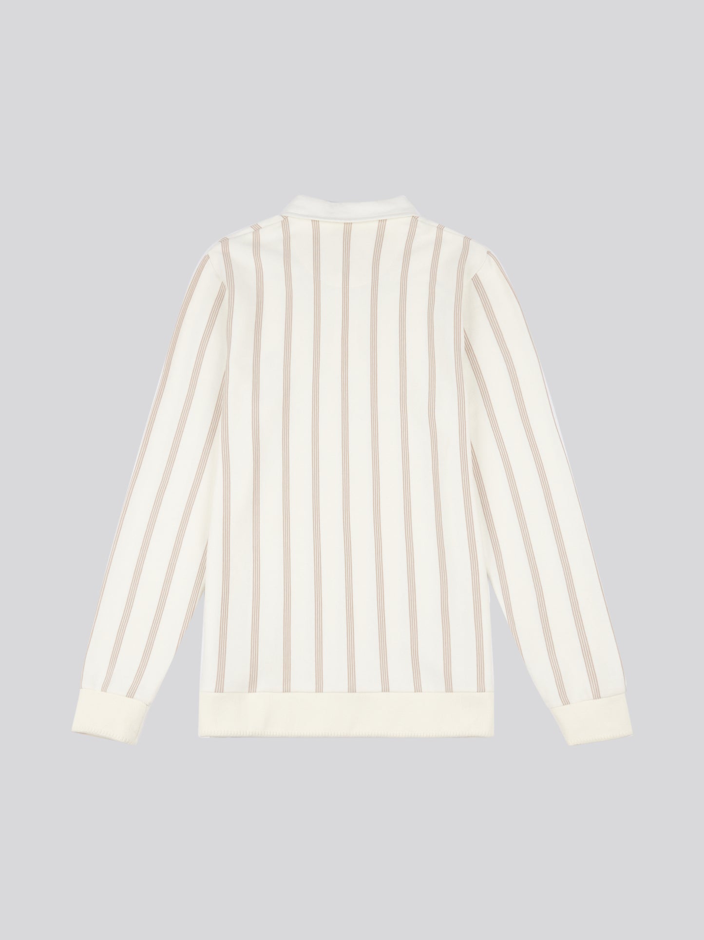 Mens Vertical Stripe Sweat Rugby in Whisper White