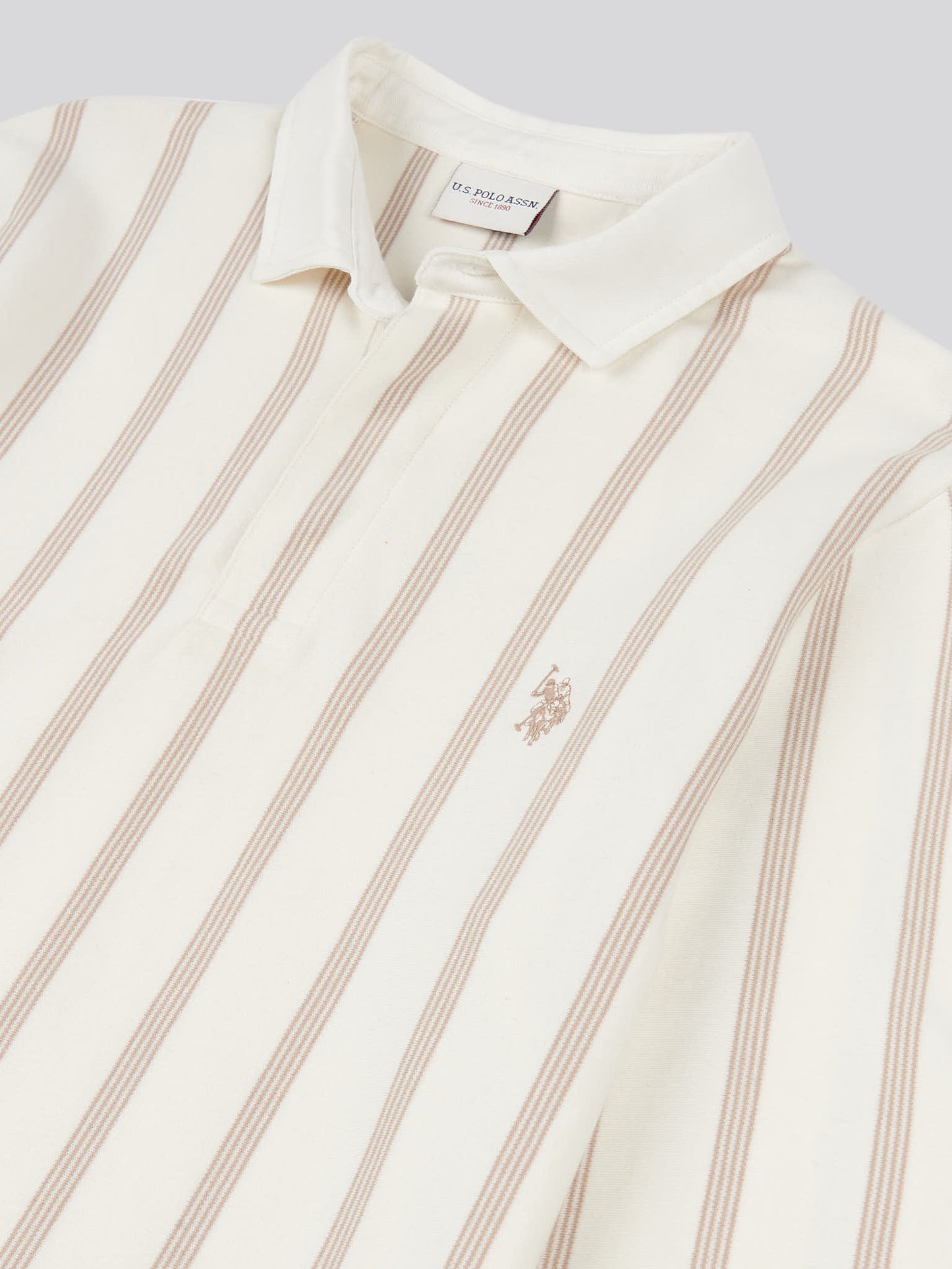 Mens Vertical Stripe Sweat Rugby in Whisper White
