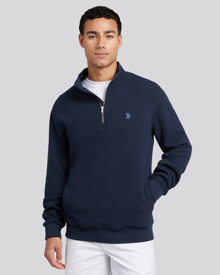 Mens Double Horsemen Vertical Texture Funnel Top in Dark Sapphire Navy / Moonlight Blue DHM
