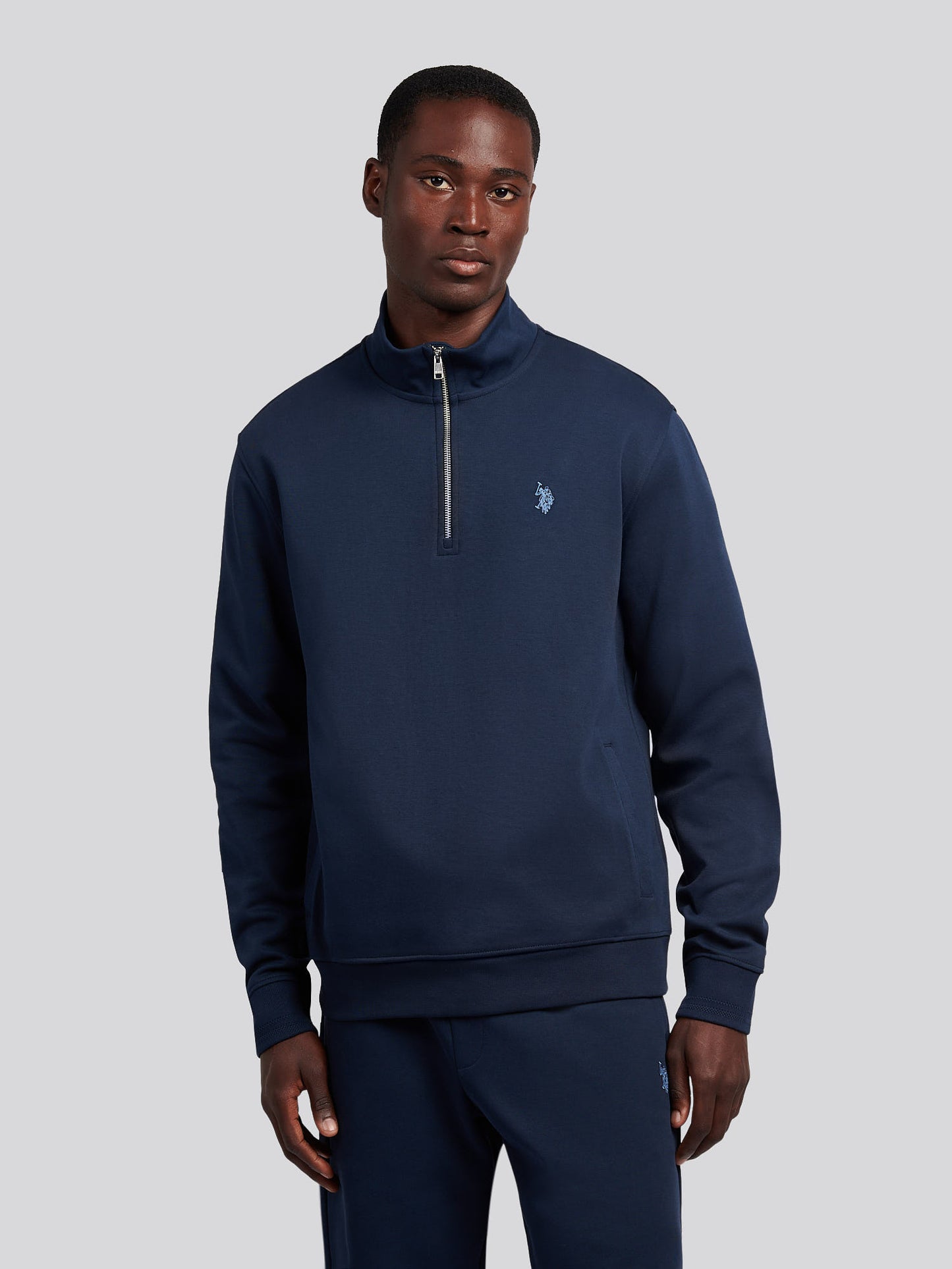 Mens Smart Interlock Funnel Neck Sweat in Dark Sapphire Navy