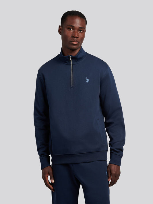 Mens Smart Interlock Funnel Neck Sweat in Dark Sapphire Navy