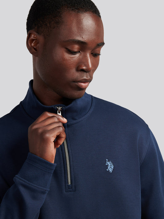 Mens Smart Interlock Funnel Neck Sweat in Dark Sapphire Navy