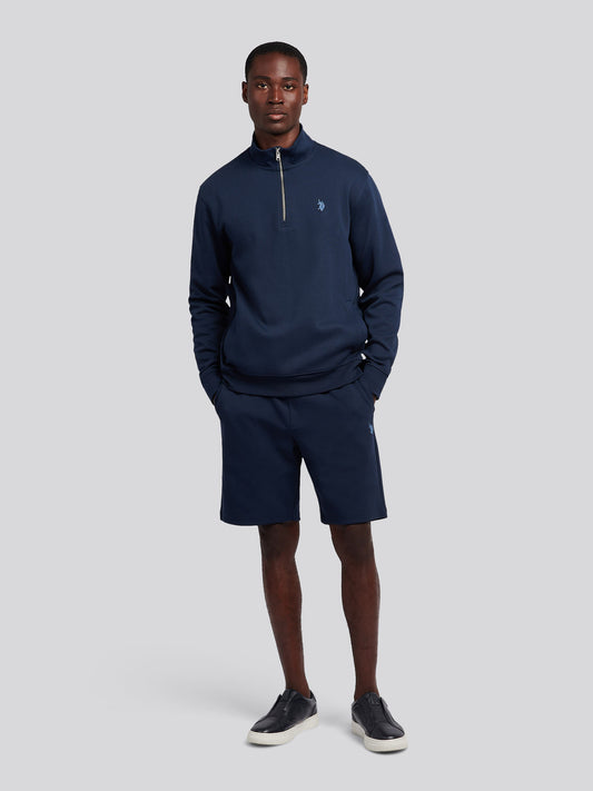 Mens Smart Interlock Funnel Neck Sweat in Dark Sapphire Navy