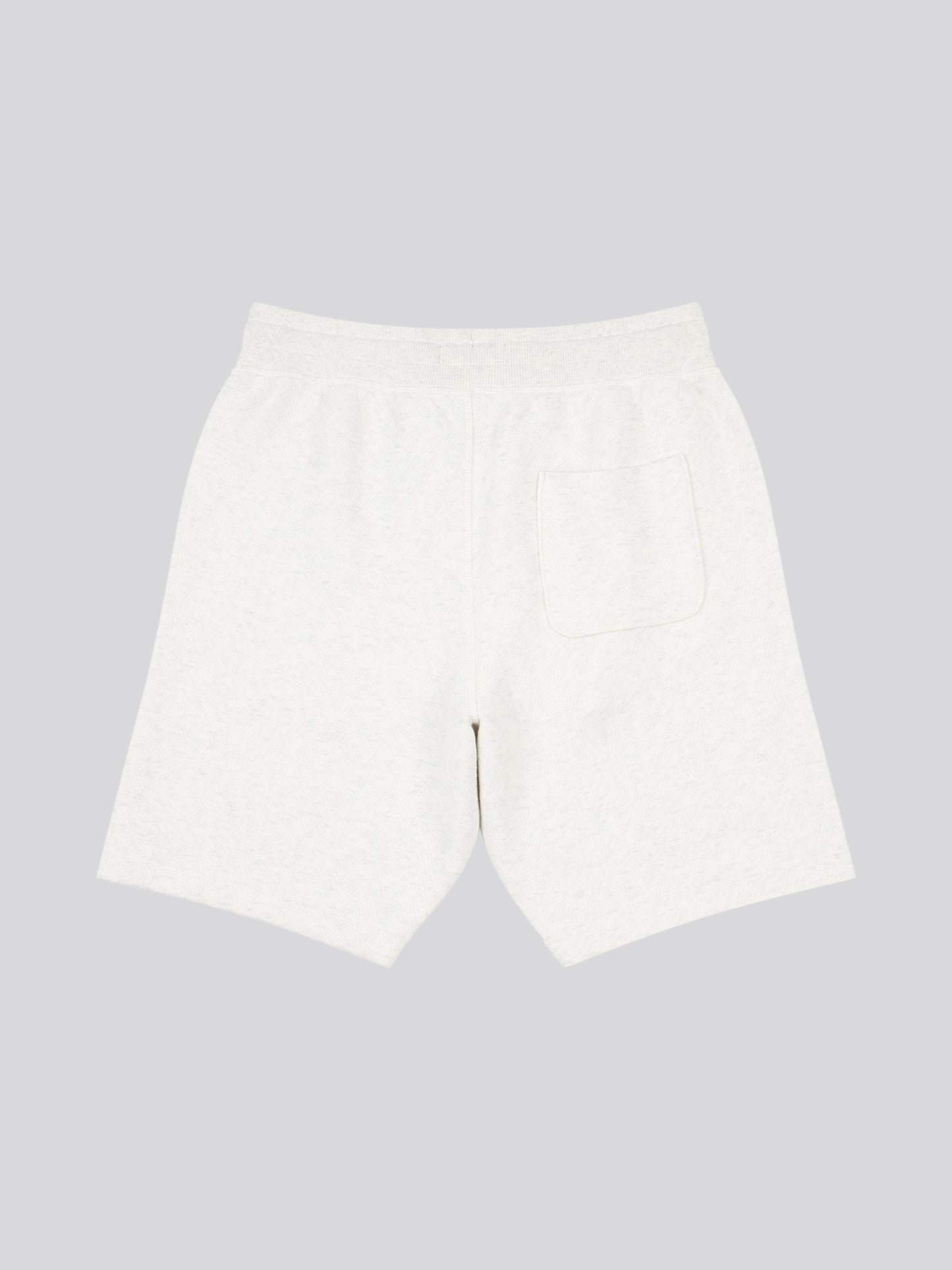 Mens Double Horsemen Herringbone Sweat Short in Light Grey Marl