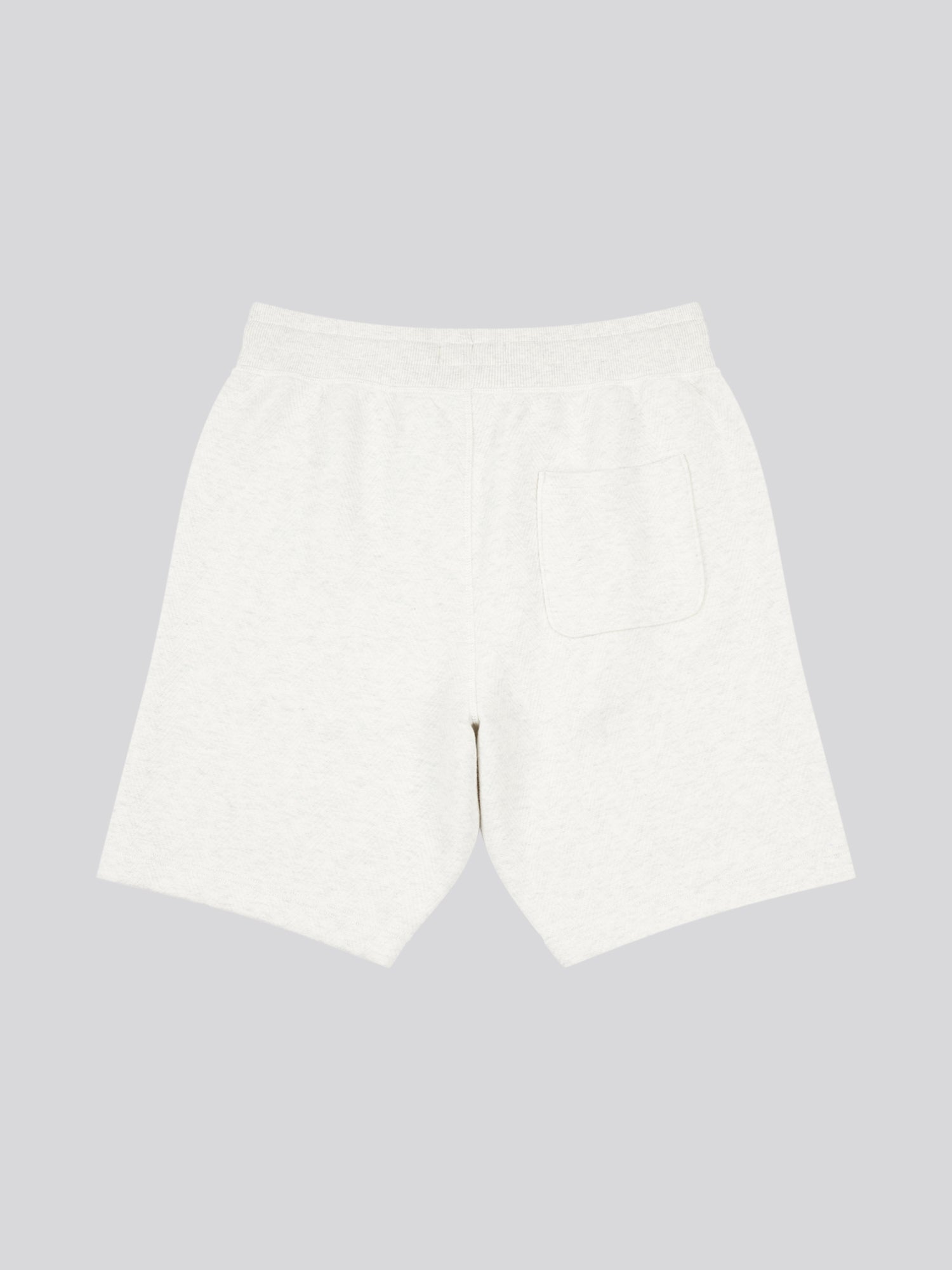 Mens Double Horsemen Herringbone Sweat Short in Light Grey Marl