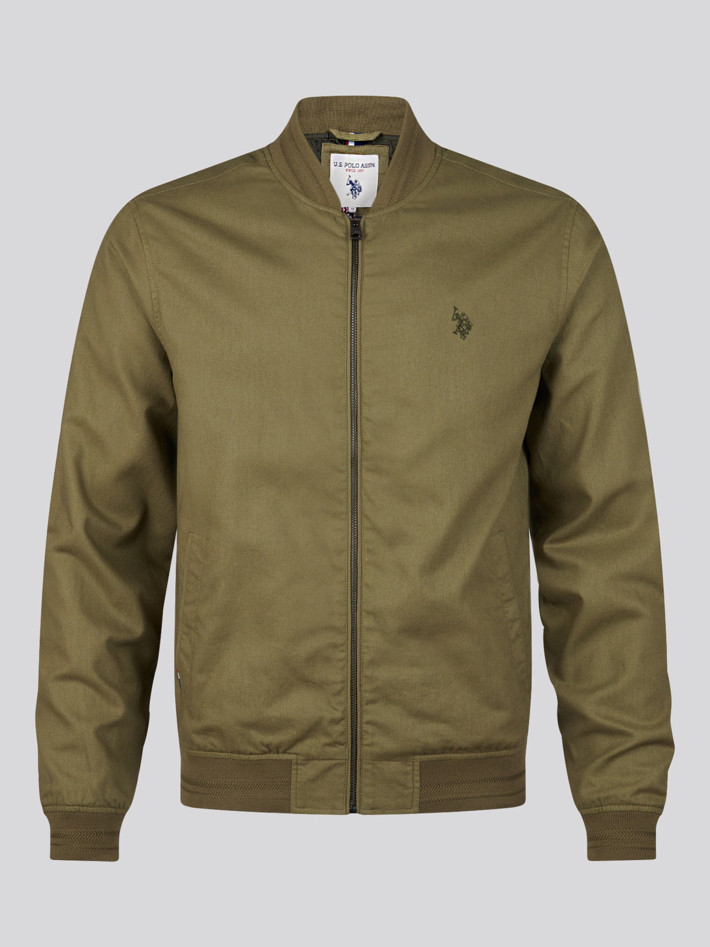 Mens Linen Blend Classic Bomber in Deep Lichen Green