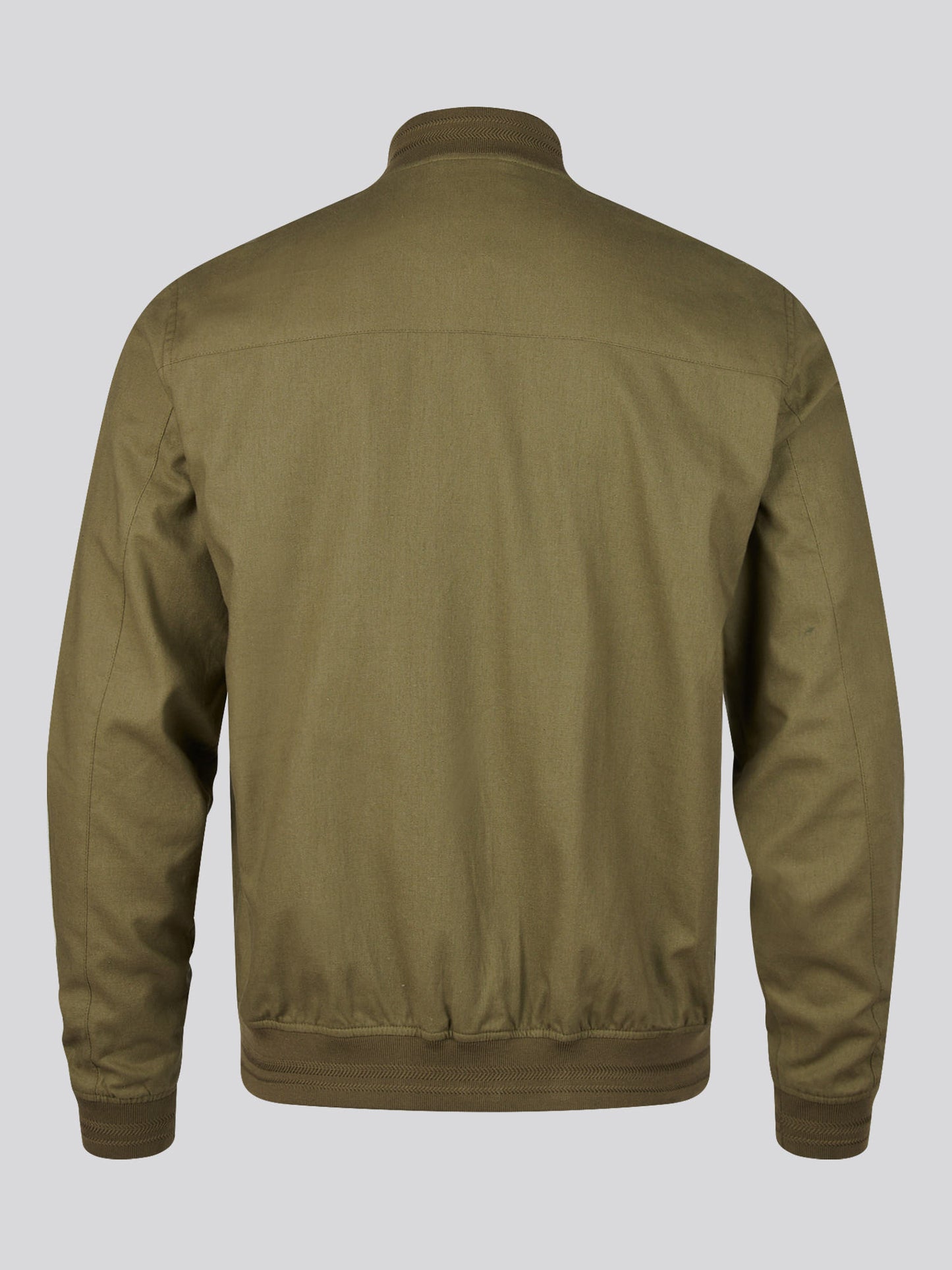 Mens Linen Blend Classic Bomber in Deep Lichen Green