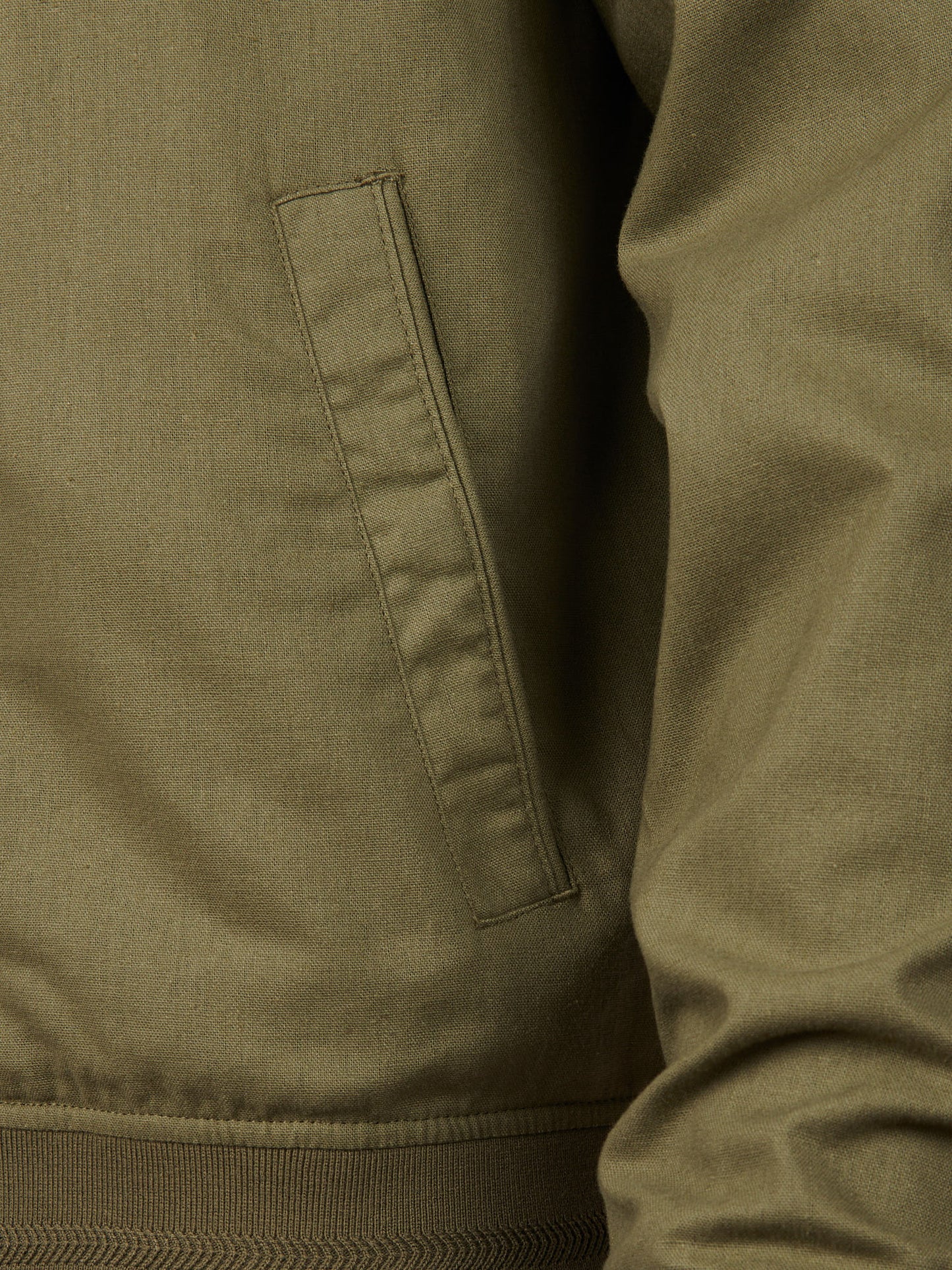 Mens Linen Blend Classic Bomber in Deep Lichen Green