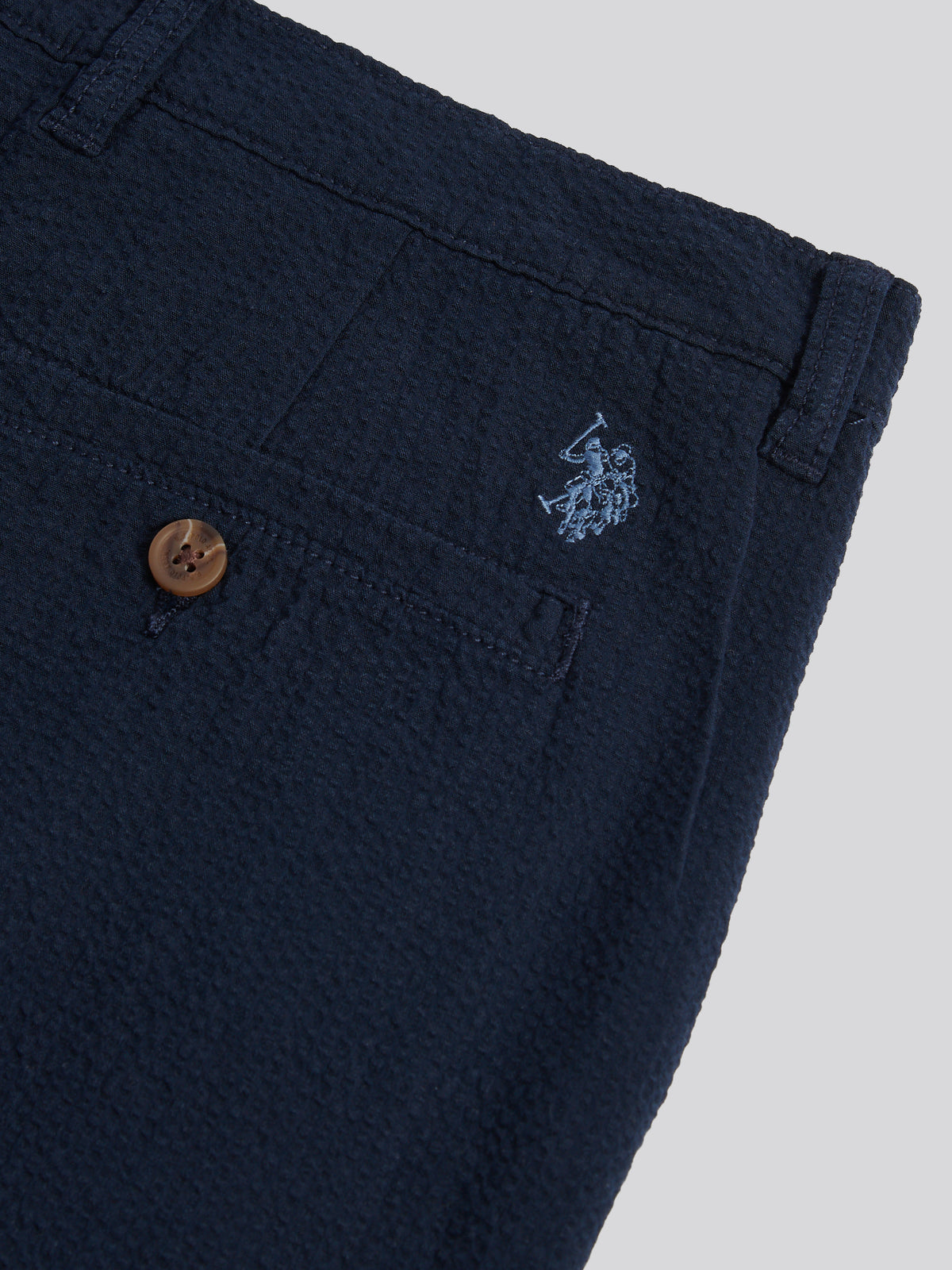 Mens Seersucker Chino Short Dark Sapphire Navy