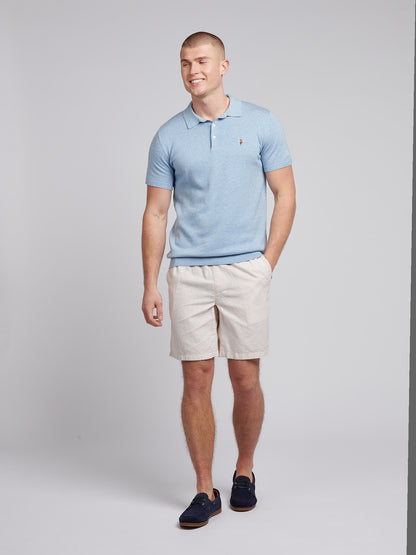 Mens Linen Blend Drawstring Short in Doeskin