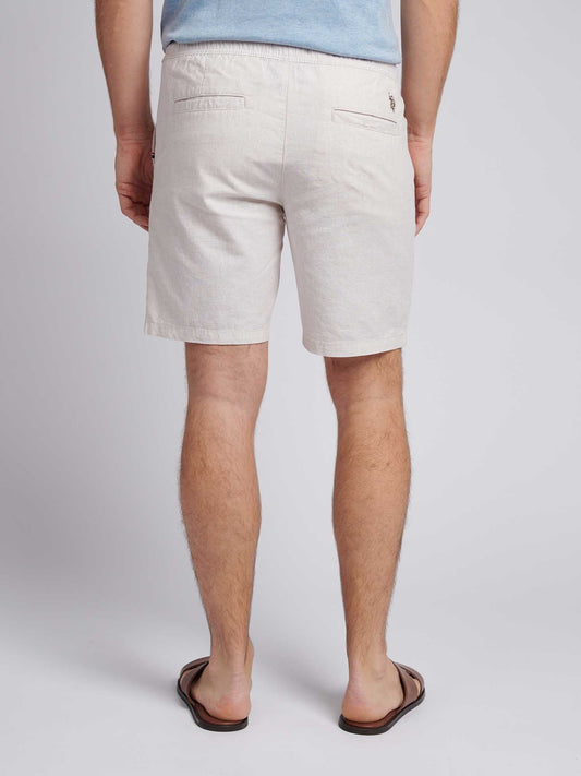 Mens Linen Blend Drawstring Short in Doeskin