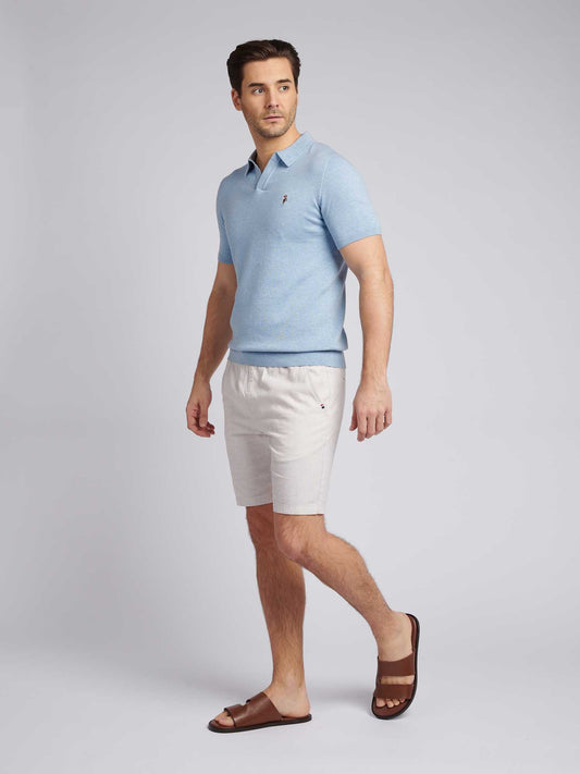 Mens Linen Blend Drawstring Short in Doeskin