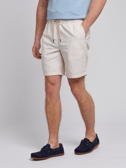 Mens Linen Blend Drawstring Short in Doeskin