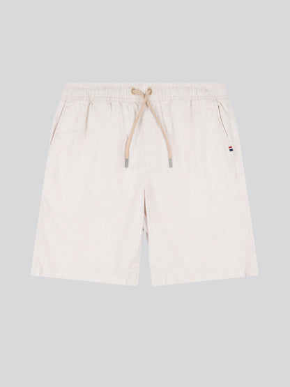 Mens Linen Blend Drawstring Short in Doeskin