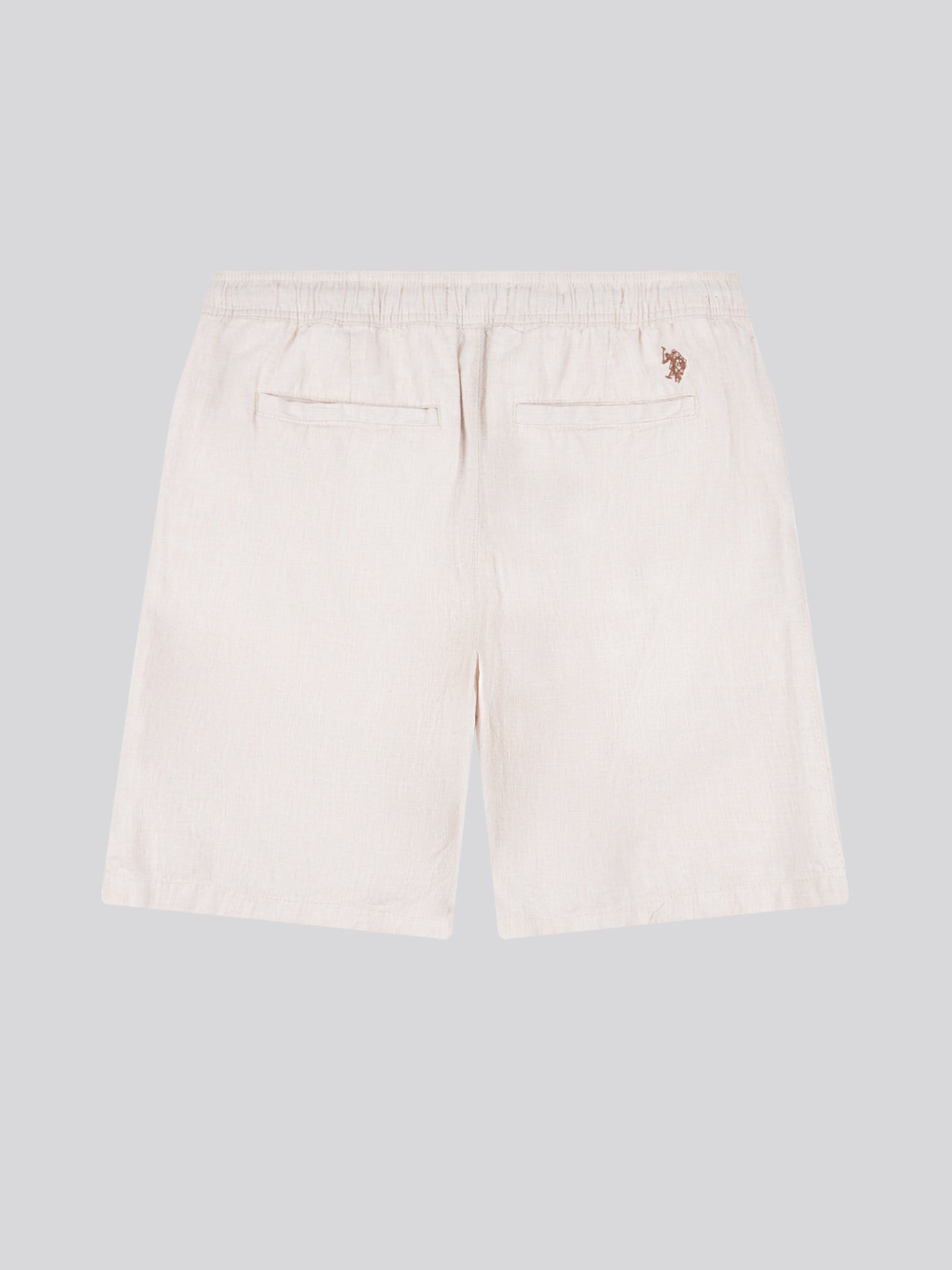 Mens Linen Blend Drawstring Short in Doeskin