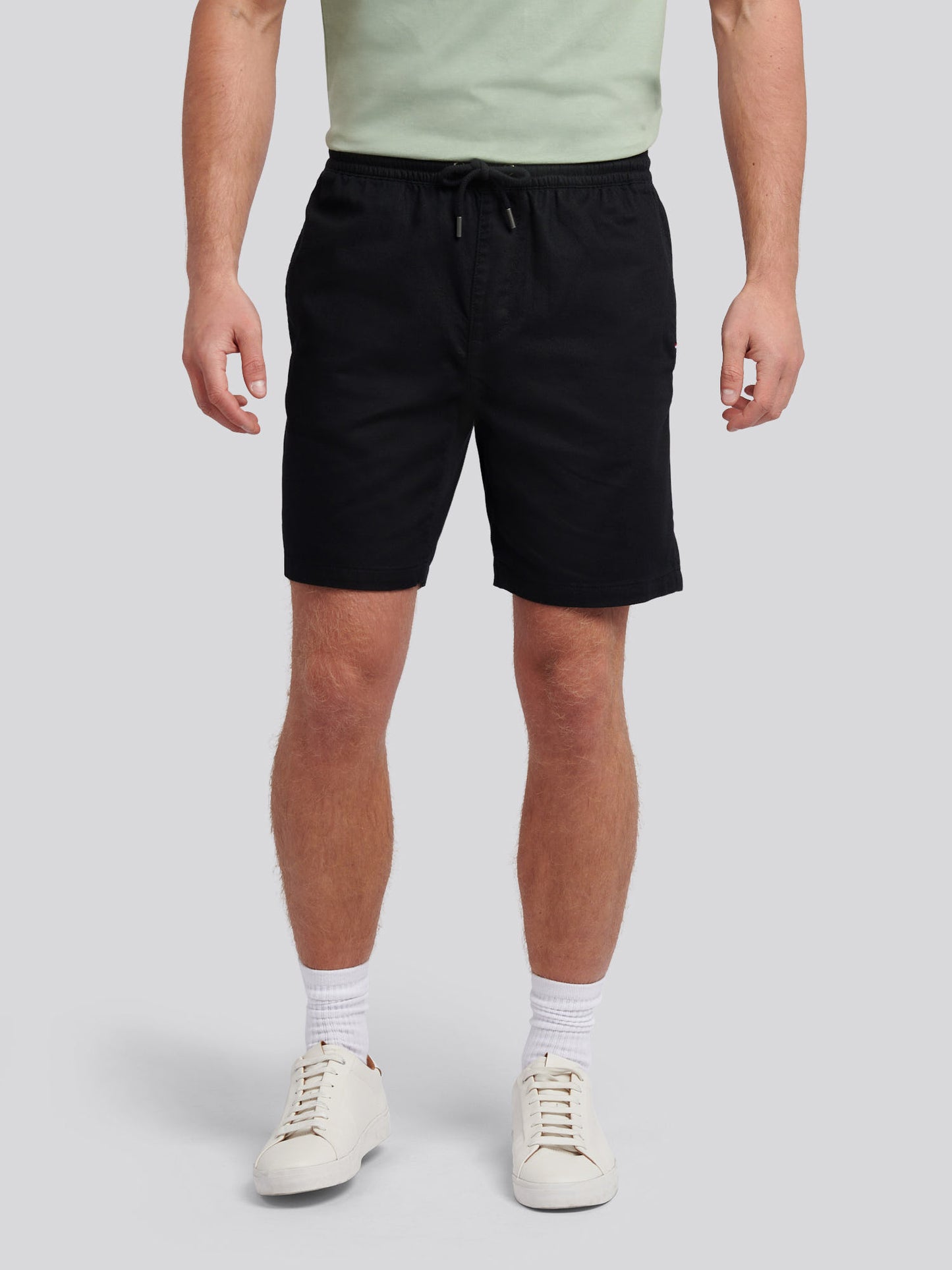 Mens Cotton Twill Drawstring Short in Black